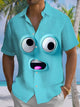 Alohadaddy® Casual Cartoon Print Chest Pocket Men's Short Sleeve Shirt Big & Tall