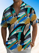 Alohadaddy® Casual Geometric Art Print Chest Pocket Men's Short Sleeve Shirt Big & Tall
