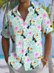 Alohadaddy® Hawaiian Parrot Art Print Chest Pocket Men's Short Sleeve Shirt Big & Tall