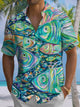 Alohadaddy® Men's Casual Fish Art Print Chest Pocket Short Sleeve Shirt Big & Tall