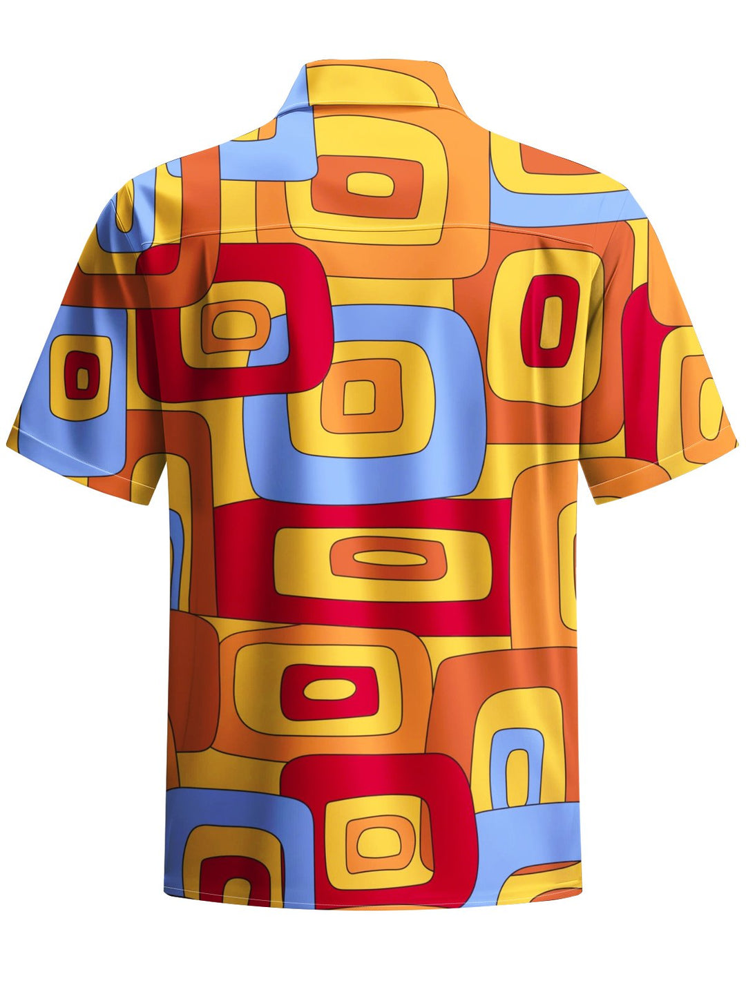 Alohadaddy® Hawaiian Casual Geometric Art Print Chest Pocket Men&