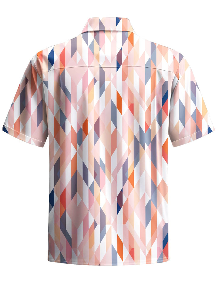Alohadaddy® Casual Geometric Art Print Chest Pocket Men&