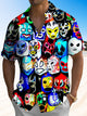 Alohadaddy® Vintage Wrestling Mask with Art Print and Chest Pocket for Men's Short Sleeve Shirt Big & Tall