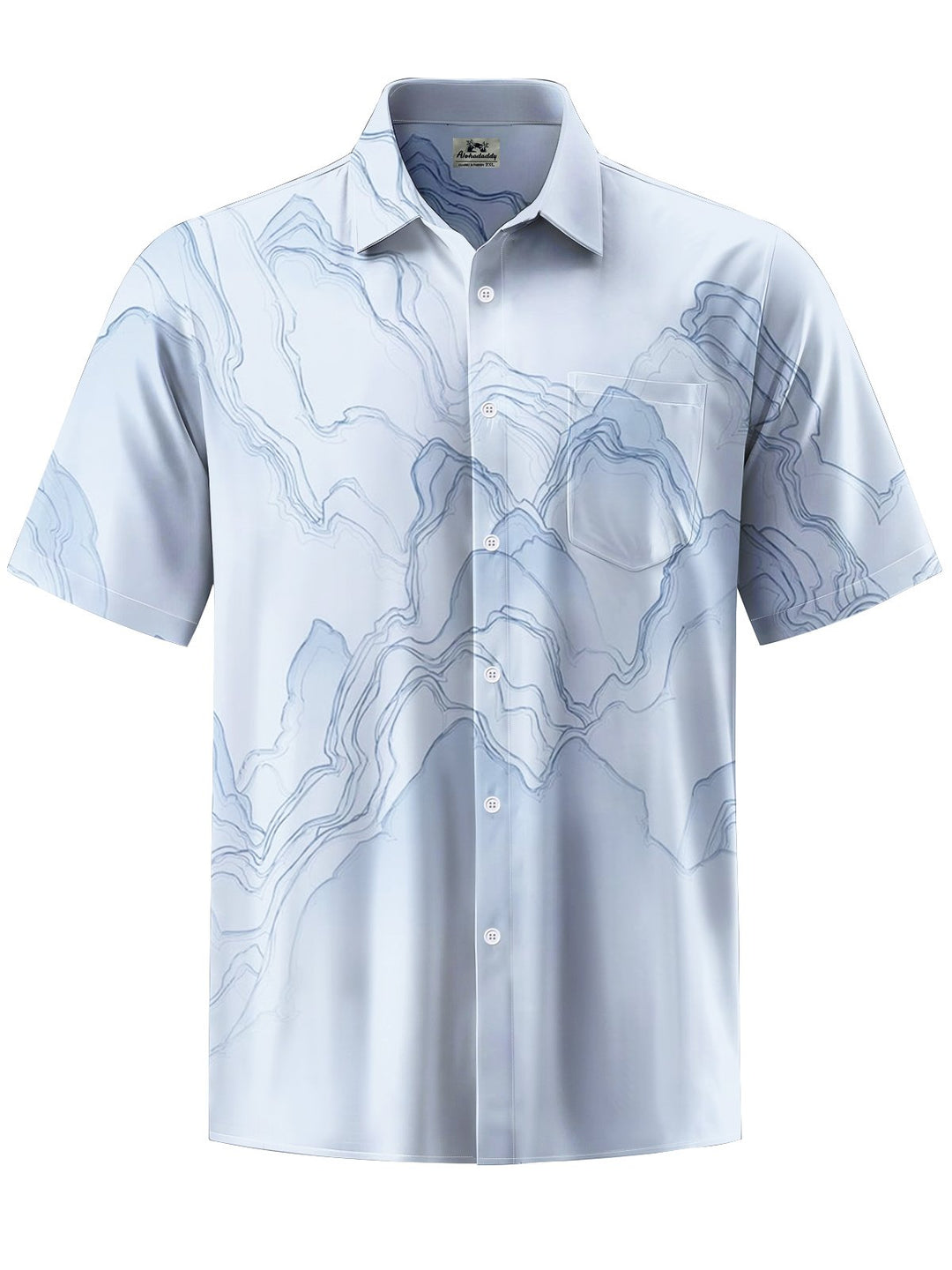 Alohadaddy® Casual Mountain Line Art Print Chest Pocket Men&