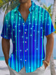 Alohadaddy® Casual Stripe Abstract Art Print Chest Pocket Men's Stretch Short Sleeve Shirt Big & Tall