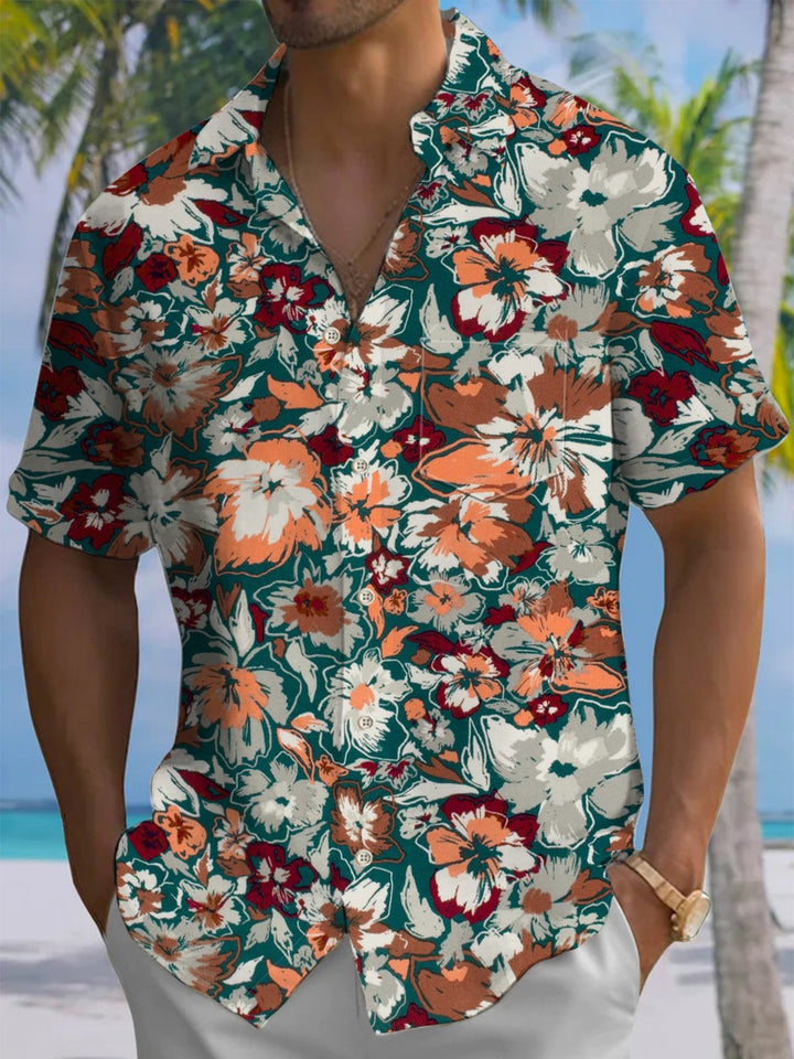 Alohadaddy® Casual Floral Print Art Pocket Stretch Men&