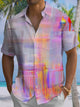 Alohadaddy® Casual Stripe Art Print Art Pocket Stretch Men's Short Sleeve Shirt Big & Tall