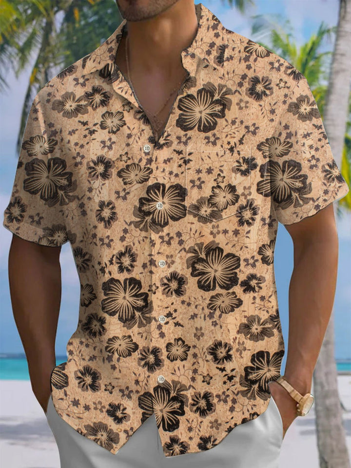 Alohadaddy® Casual Floral Print Art Pocket Stretch Men&