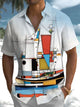 Alohadaddy® Men's Casual Geometric Sailboat Print with Stretch Pockets Short Sleeve Shirt Big & Tall