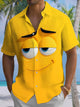 Alohadaddy® Casual Cartoon Print Chest Pocket Men's Short Sleeve Shirt Big & Tall