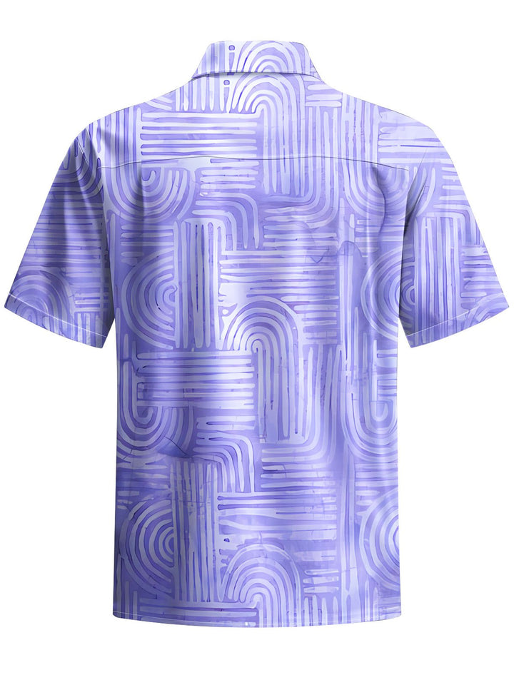 Alohadaddy® Casual Stripe Art Print Chest Pocket Mens Short Sleeve Shirt Big &amp; Tall