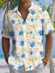 Alohadaddy® Hawaiian Flower Art Print Chest Pocket Moisture Wicking Men's Short Sleeve Shirt Big & Tall