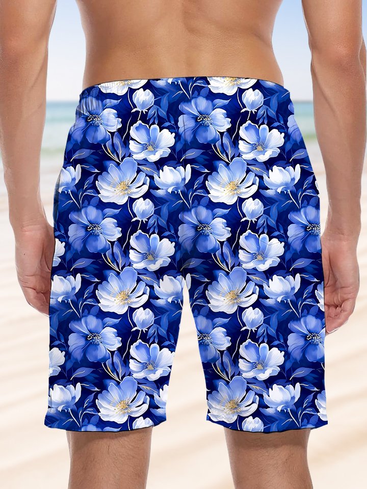 Alohadaddy® Hawaiian Flowers Art Print Drawstring Men&