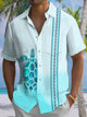 Alohadaddy® Hawaiian Stripes Turtle Art Print Chest Pocket Mens Short Sleeve Shirts Big & Tall