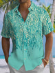 Alohadaddy® Hawaiian Leaves Gradient Art Print Chest Pocket Men's Short Sleeve Shirt Big & Tall