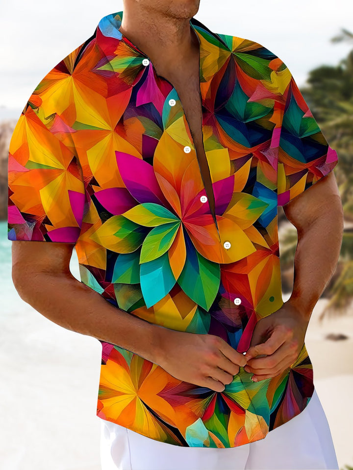 Alohadaddy® Vintage Floral Art Print Moisture-Wicking Chest Pocket Men&