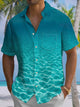 Alohadaddy® Hawaiian Ocean Floor Art Print with Chest Pocket for Men's Short Sleeve Shirt Big & Tall