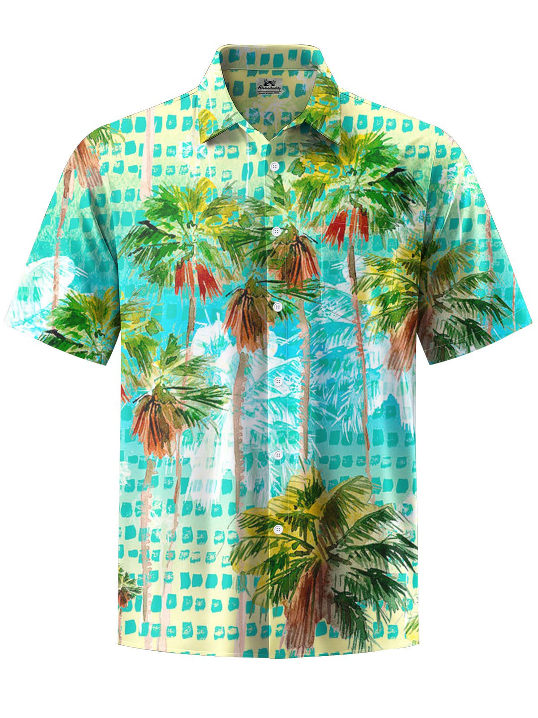 Alohadaddy® Hawaiian Coconut Tree Art Print Chest Pocket Men&