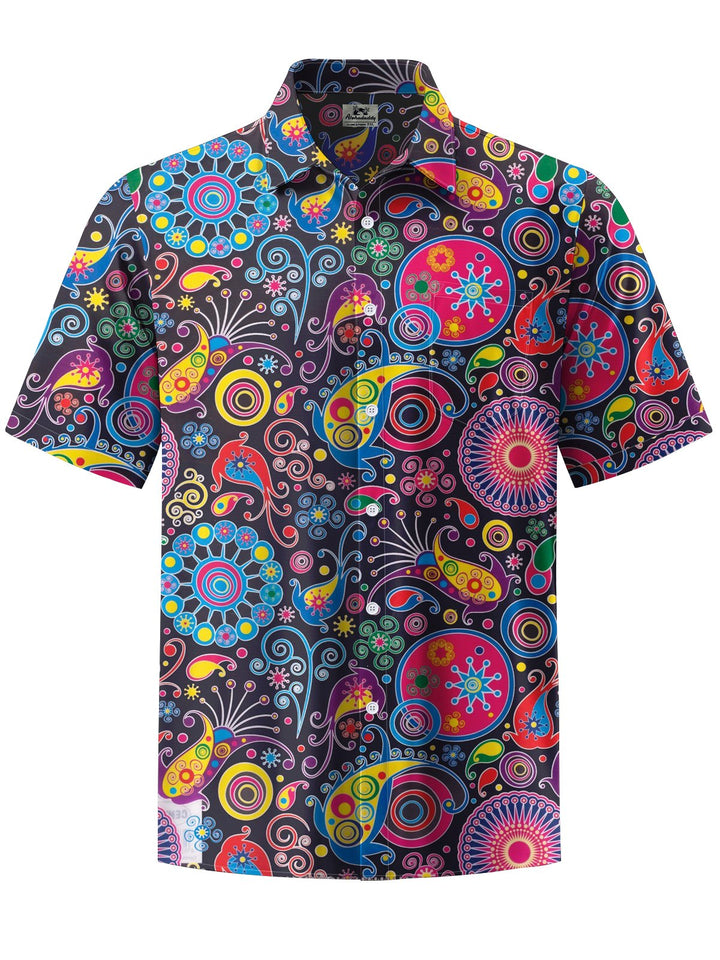 Alohadaddy® Casual Paisley Print Chest Pocket Men&