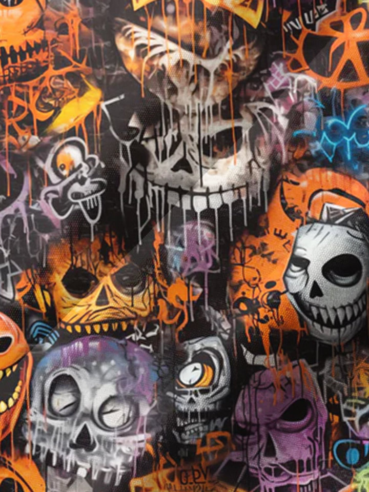 Alohadaddy® Holiday Halloween Skeleton Printed Art Breast Pocket Men&