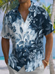 Alohadaddy® Hawaiian Leaf Art Print Men's Stretch Short Sleeve Shirt Big & Tall