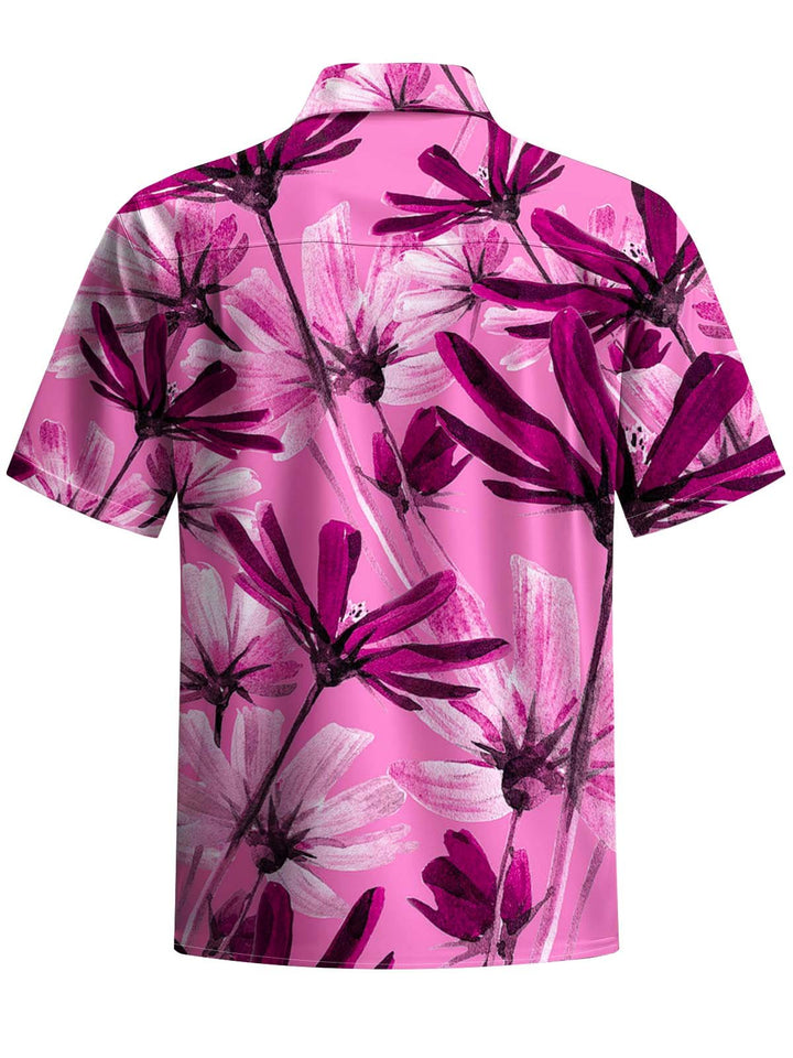 Alohadaddy® Vintage Floral Art Print Chest Pocket Men&