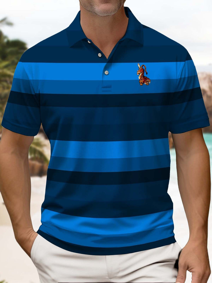 Alohadaddy® Casual Stripe Tiger Art Print Stretch Men&