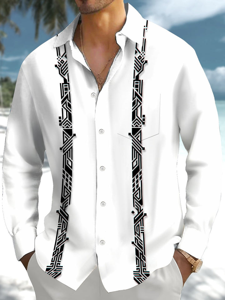 Alohadaddy® Casual Stripe Printed Art Pocket Stretch Men&