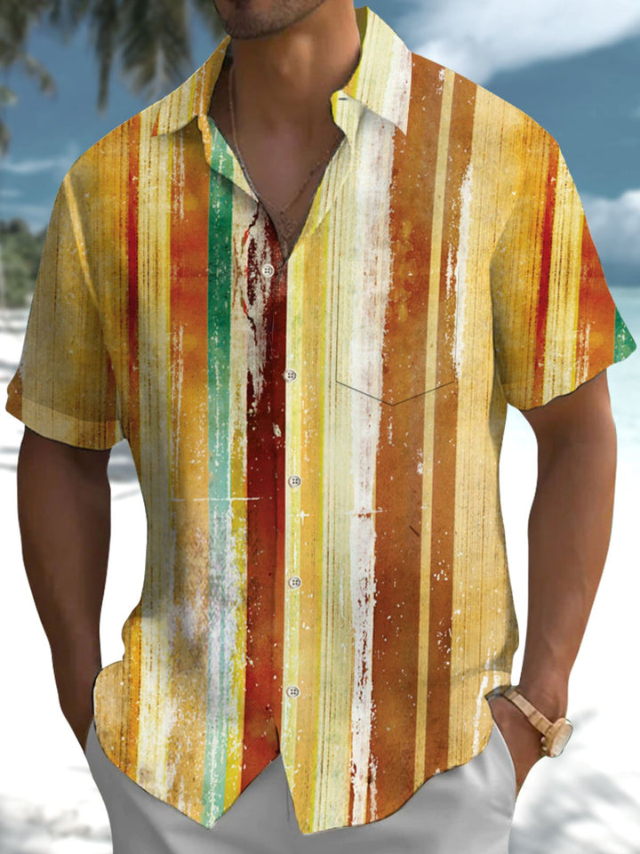 Alohadaddy® Casual Stripe Art Print Stretch Pockets Men&