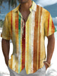 Alohadaddy® Casual Stripe Art Print Stretch Pockets Men's Short Sleeve Shirt Big & Tall