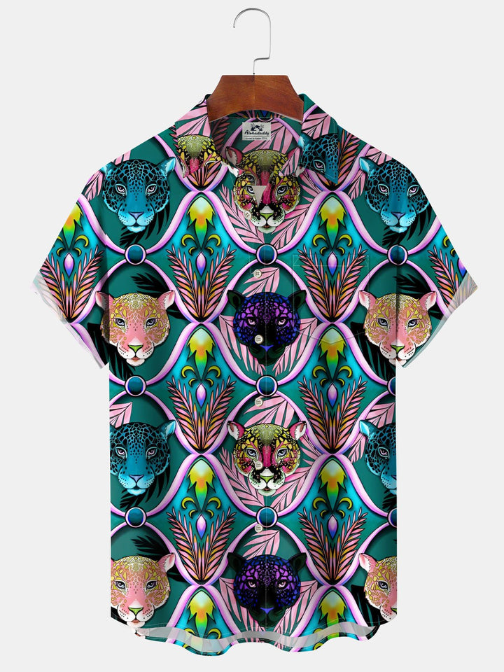 Alohadaddy® Vintage Leopard Court Geometric Print Pocket Stretch Men&