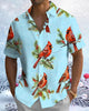 Alohadaddy® Christmas Cardinal Print Short Sleeve Shirt for Men with Elastic Buttons and Pockets Big & Tall