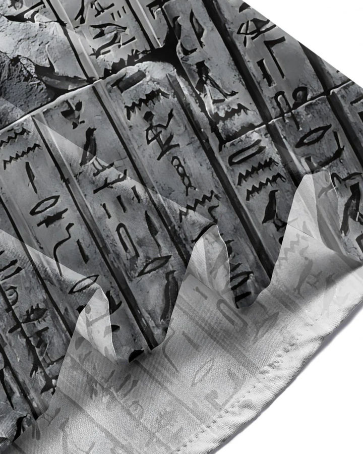 Alohadaddy® Vintage Egyptian Hieroglyphic Print Art Pockets with Elastic Buttons Men&