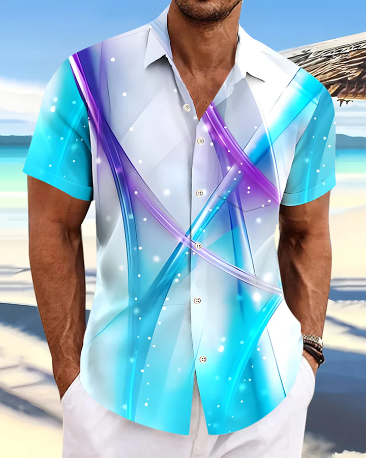 Alohadaddy® Casual Geometric Print Art Button Pocket Cardigan Men&