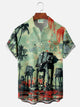 Camisa de manga corta con bolsillo abotonado y estampado digital 3D con degradado de guerra retro de Alohadaddy para hombre, talla grande y alta