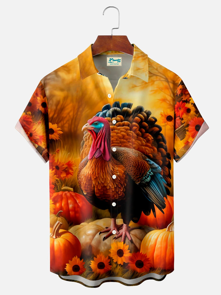 Alohadaddy Thanksgiving Turkey Retro Pumpkin 3D Digital Print Men&
