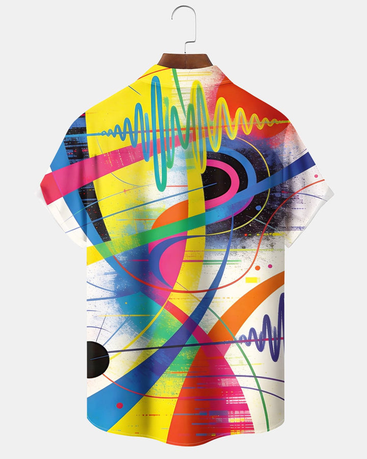 Alohadaddy® Casual Abstract Geometric Stripe Print Men&