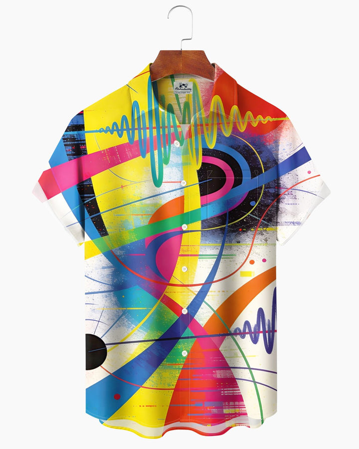 Alohadaddy® Casual Abstract Geometric Stripe Print Men&