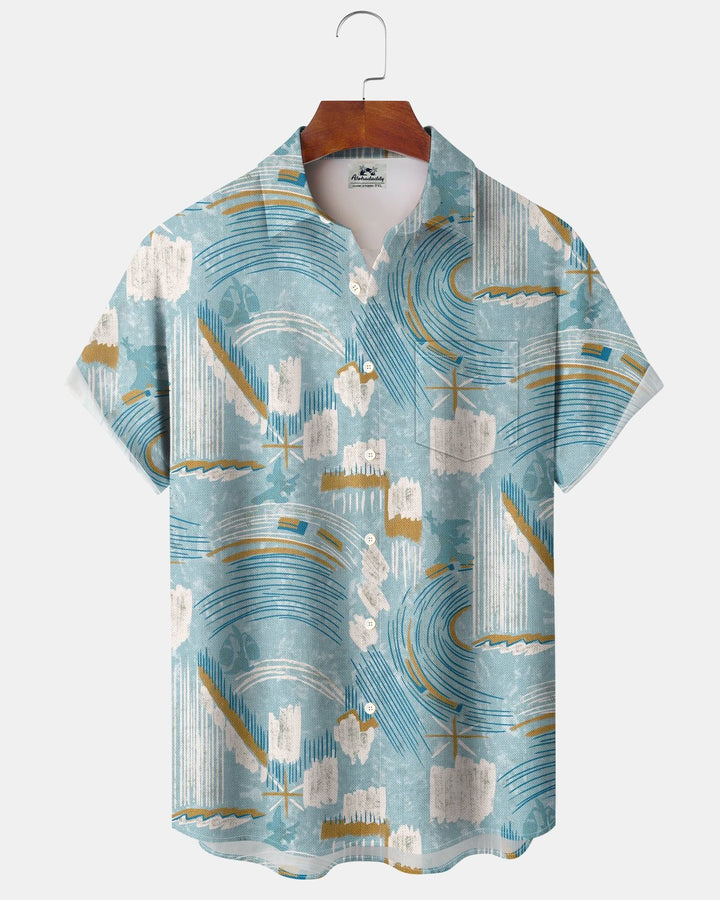 Alohadaddy® Casual Abstract Geometric Feather Stripe Print Men&