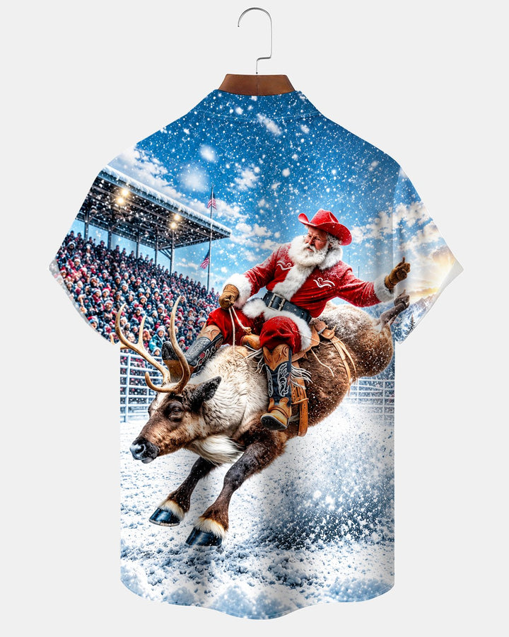 Alohadaddy® Holiday Christmas Santa Claus Snow Reindeer Race Track Print Men&