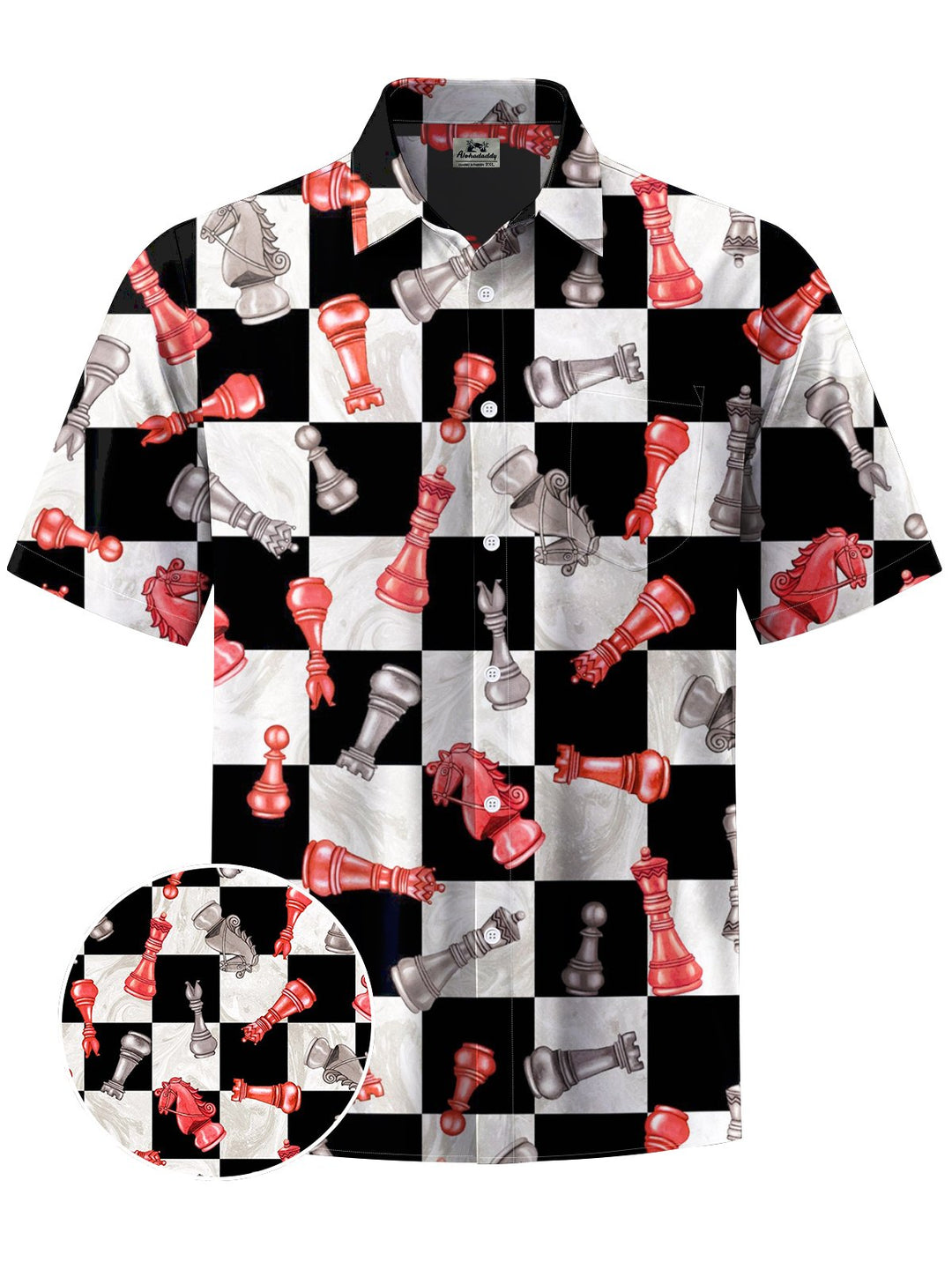 Alohadaddy® Casual Chess Geometric Art Print Chest Pocket Men&