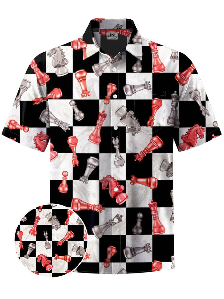 Alohadaddy® Casual Chess Geometric Art Print Chest Pocket Men&