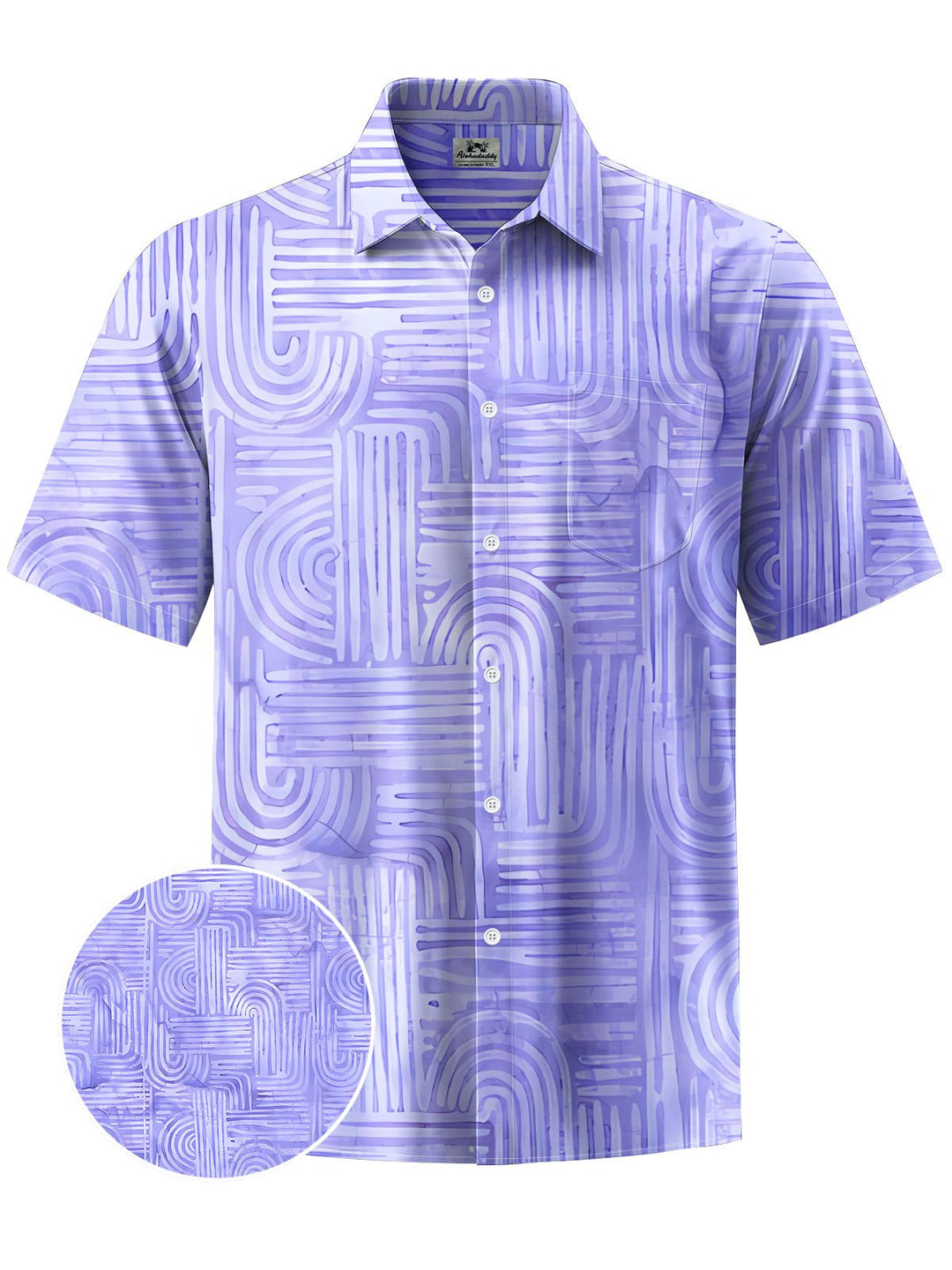Alohadaddy® Casual Stripe Art Print Chest Pocket Mens Short Sleeve Shirt Big &amp; Tall