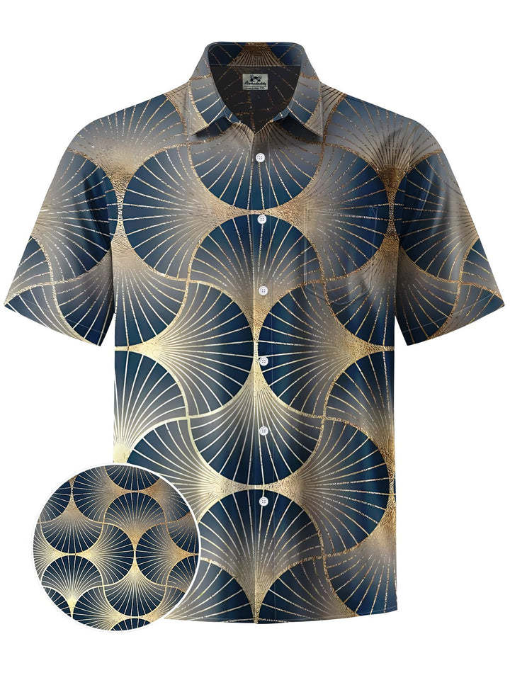 Alohadaddy® Vintage Geometric Pattern Art Print Chest Pocket Men&