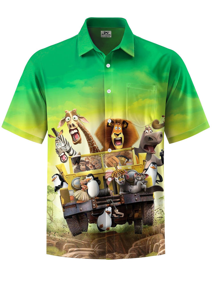 Alohadaddy® Casual Cartoon Animals Gradient Color Print Art Chest Pocket Men&