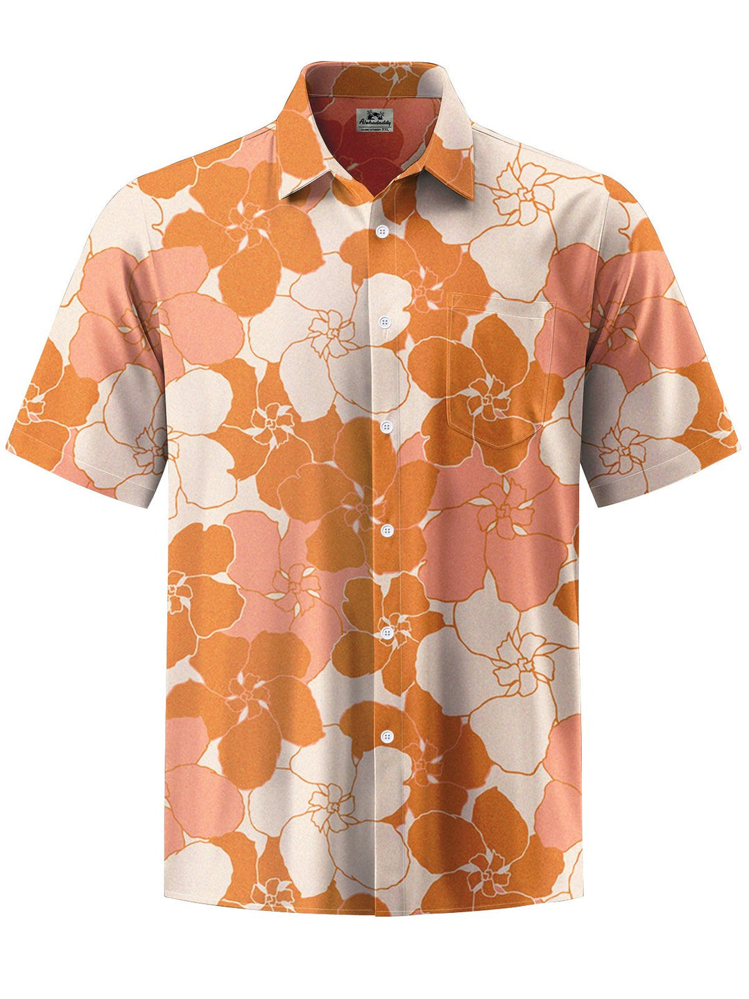 Alohadaddy® Hawaiian Floral Art Print Chest Pocket Mens Short Sleeve Shirt Big &amp; Tall