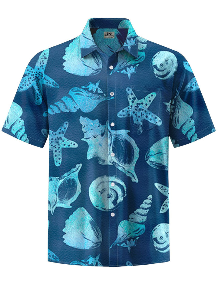 Alohadaddy® Hawaiian Conch Art Print Chest Pocket Men&