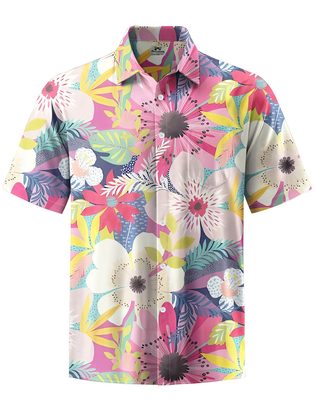 Alohadaddy® Hawaiian Floral Art Print Chest Pocket Men&