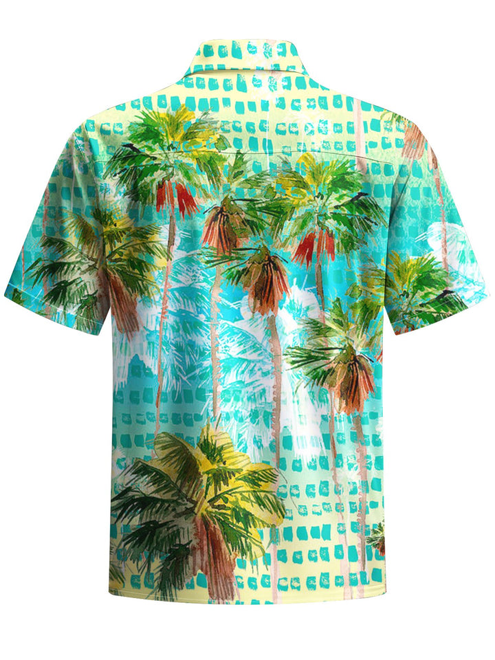 Alohadaddy® Hawaiian Coconut Tree Art Print Chest Pocket Men&