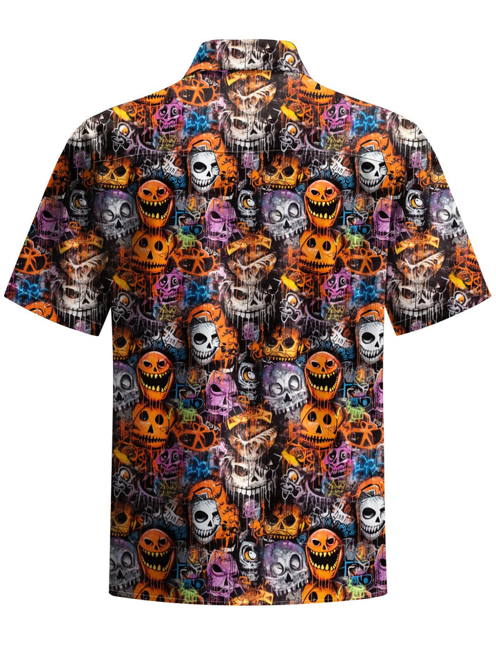 Alohadaddy® Holiday Halloween Skeleton Printed Art Breast Pocket Men&